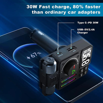 Reproductor de Mp3 radios de coche Bluetooth 5,3 adaptador de coche FM receptor Bluetooth inalámbrico FM bluetooth voiture para coche reproductor de coche LED