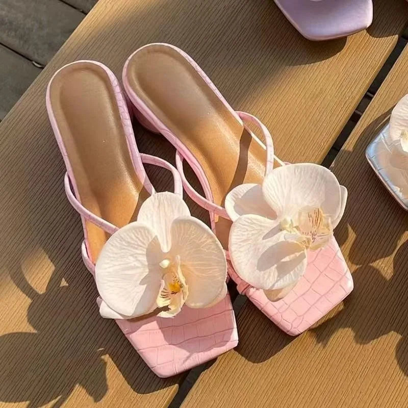 Sandalias De tacón alto para Mujer, zapatos elegantes De diseñador Floral De marca, Sandalias informales a la moda para exteriores, nuevas Sandalias De verano para Mujer