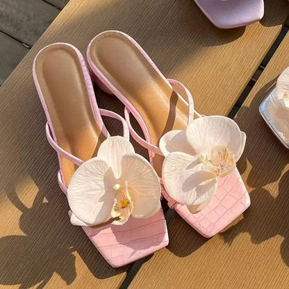 Sandalias De tacón alto para Mujer, zapatos elegantes De diseñador Floral De marca, Sandalias informales a la moda para exteriores, nuevas Sandalias De verano para Mujer