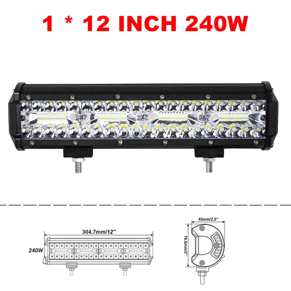Barras de luz Led todoterreno combinadas de 4/ 7 pulgadas y 120W, haz de inundación para trabajo, conducción, barco todoterreno, coche, Tractor, camión, 4x4, SUV, ATV, 12V, 24V