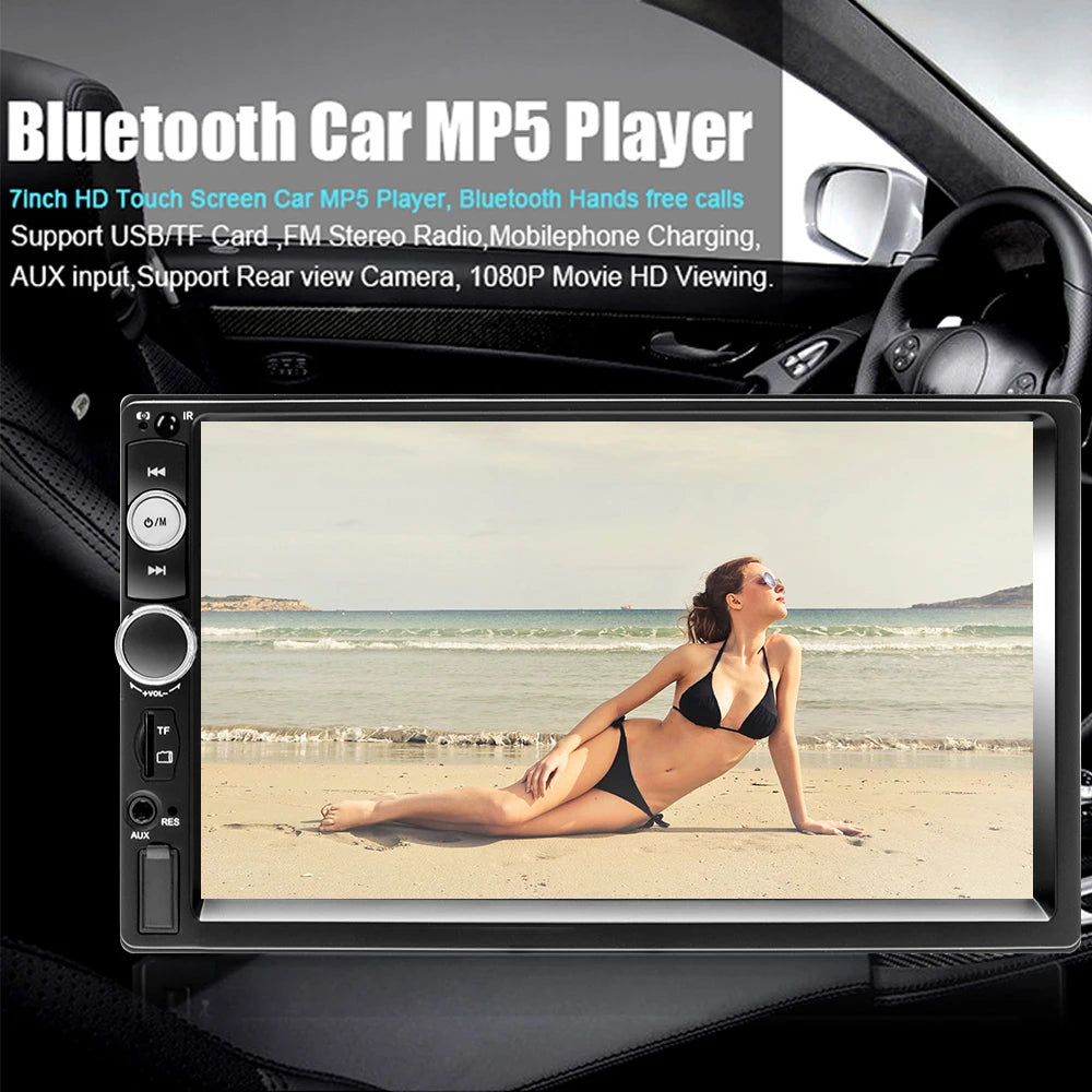 Podofo 2 din Radio de coche 7 "HD Autoradio reproductor Multimedia 2DIN pantalla táctil Auto audio estéreo de coche MP5 Bluetooth USB TF FM cámara