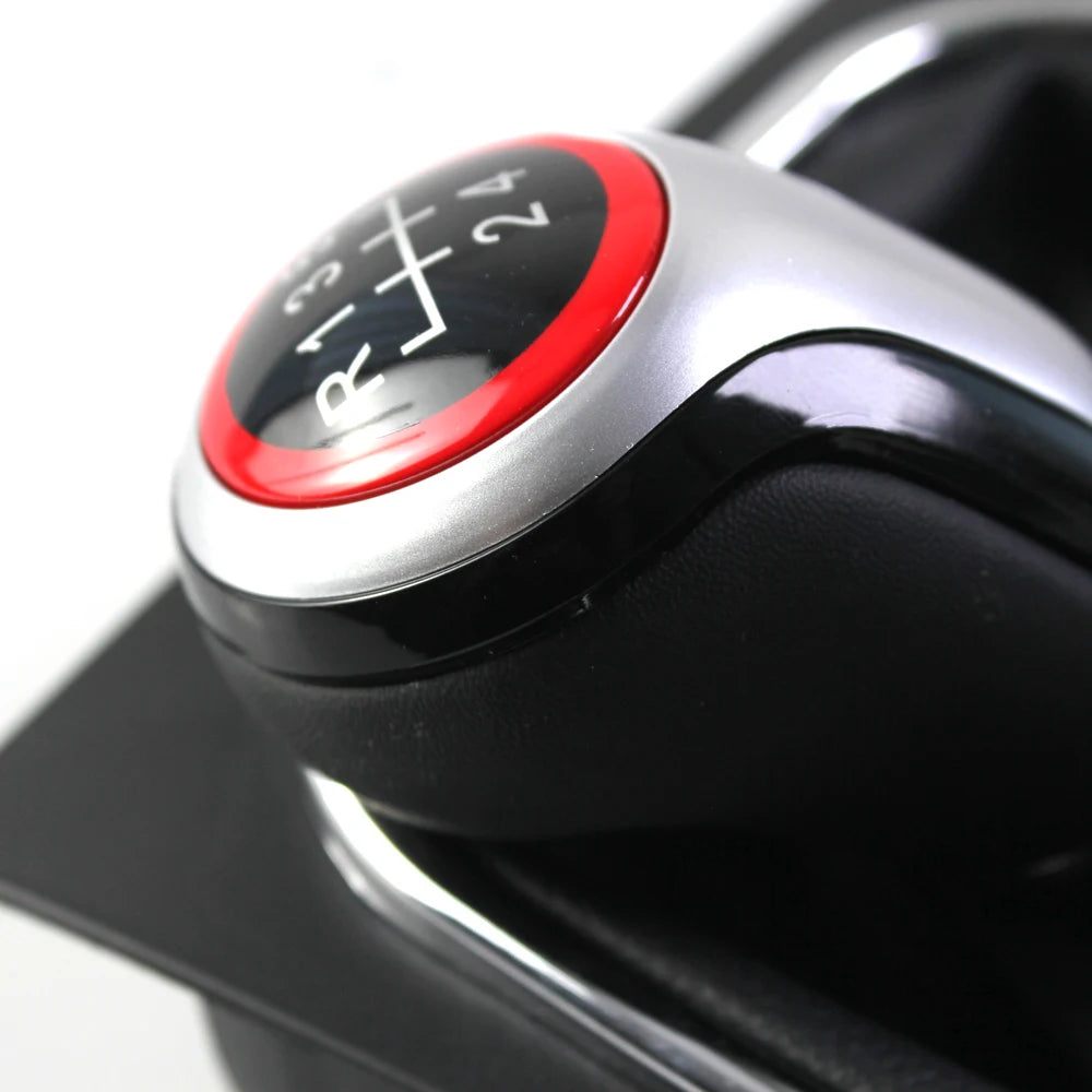 Nuevo Perilla de palanca de cambios MT 5 de 6 velocidades para VW Golf 5 6 R32 GTI GTD MK5 MK6 Jetta Scirocco con cuello de cubierta de bota de polaina de cuero
