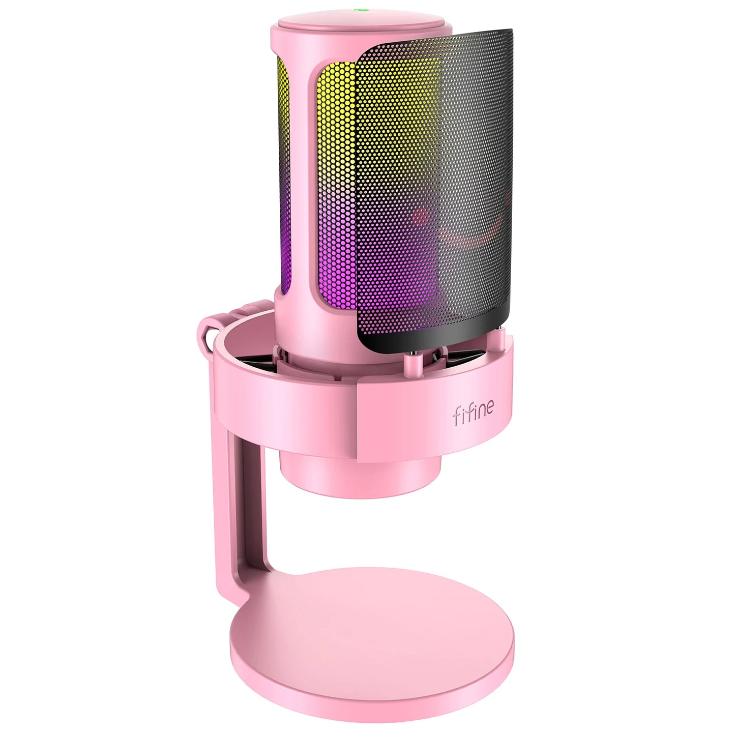 Micrófono USB FIFINE para grabar y transmitir en PC y Mac, salida de auriculares y botón de silencio táctil, micrófono con 3 modos RGB -A8