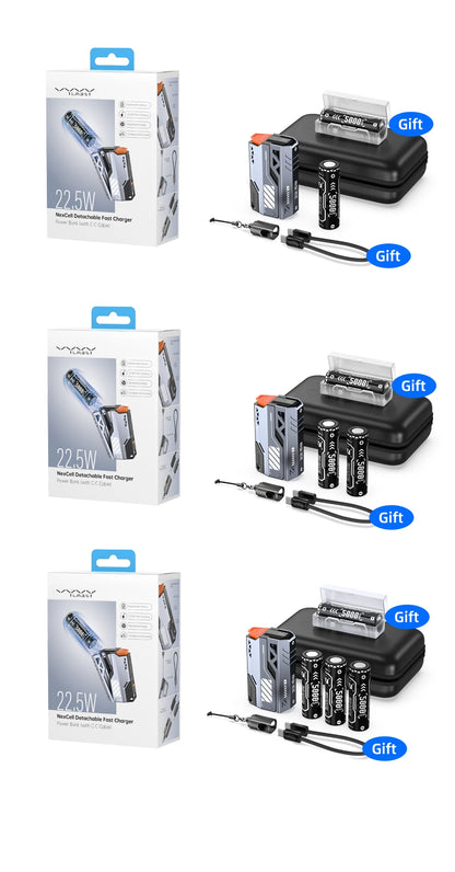 VYVYLABS 30000mAh banco de energía CCC desmontable cargador rápido 22,5 W cargador portátil inalámbrico 21700 PowerBank para batería de repuesto iP 17