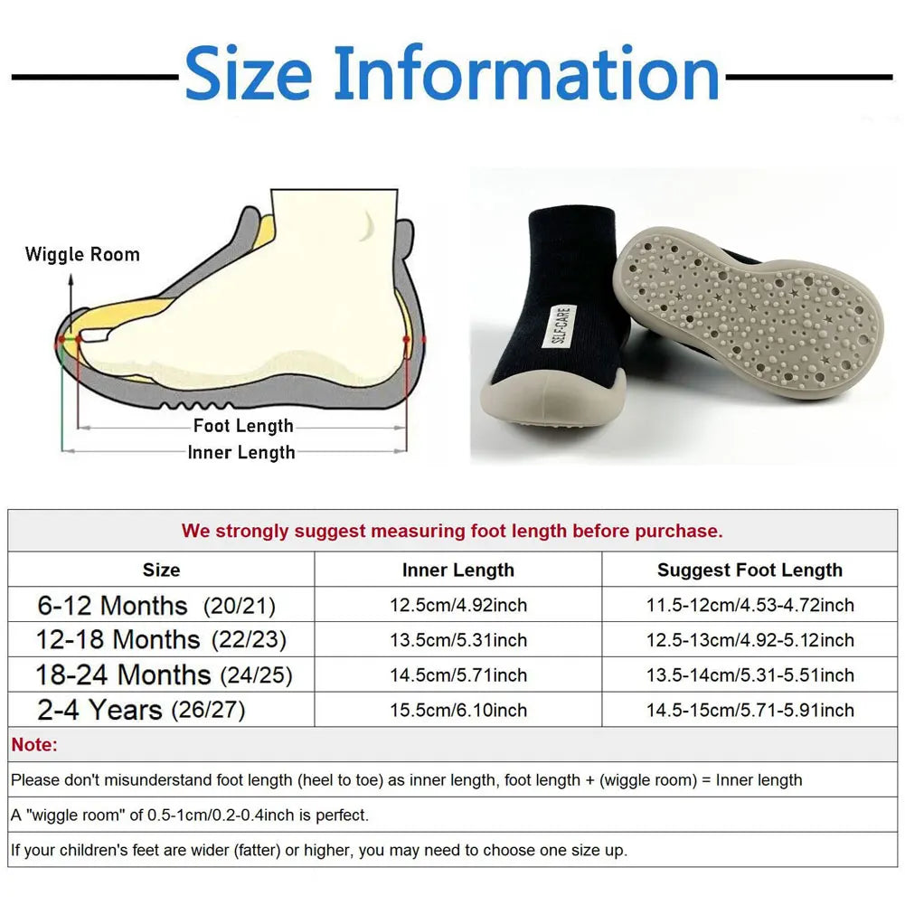 Zapatos de calcetín para bebé, calzado antideslizante para primeros pasos, botines de suelo para niño y niña, zapatillas de interior con suela de goma para recién nacido