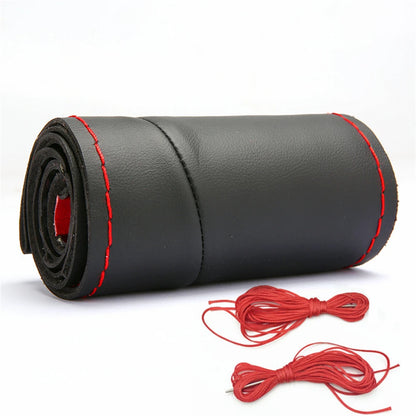 Protector de fibra de carbono para volante de coche, cubierta Universal para coser a mano, Protector de cuero de punto DIY, cubierta trenzada para volante de 38 cm