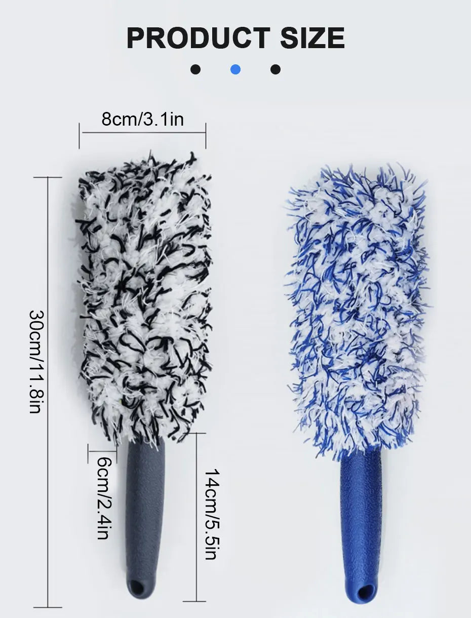 SEAMETAL cepillo de limpieza de llanta de coche, herramienta de lavado de cubo de rueda de coche, cuidado de detalles de coche, cepillo de eliminación de polvo, felpa portátil