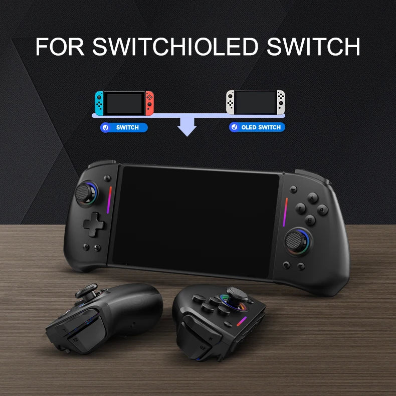 LinYuvo KS42 Joy-pad inalámbrico con luz de meteoros con luces RGB de 8 colores para interruptor/Lite/OLED, con programable, Turbo y vibración