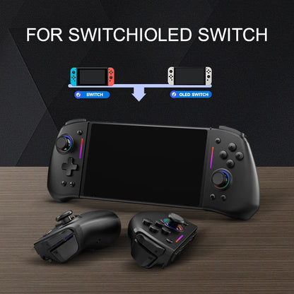 LinYuvo KS42 Joy-pad inalámbrico con luz de meteoros con luces RGB de 8 colores para interruptor/Lite/OLED, con programable, Turbo y vibración