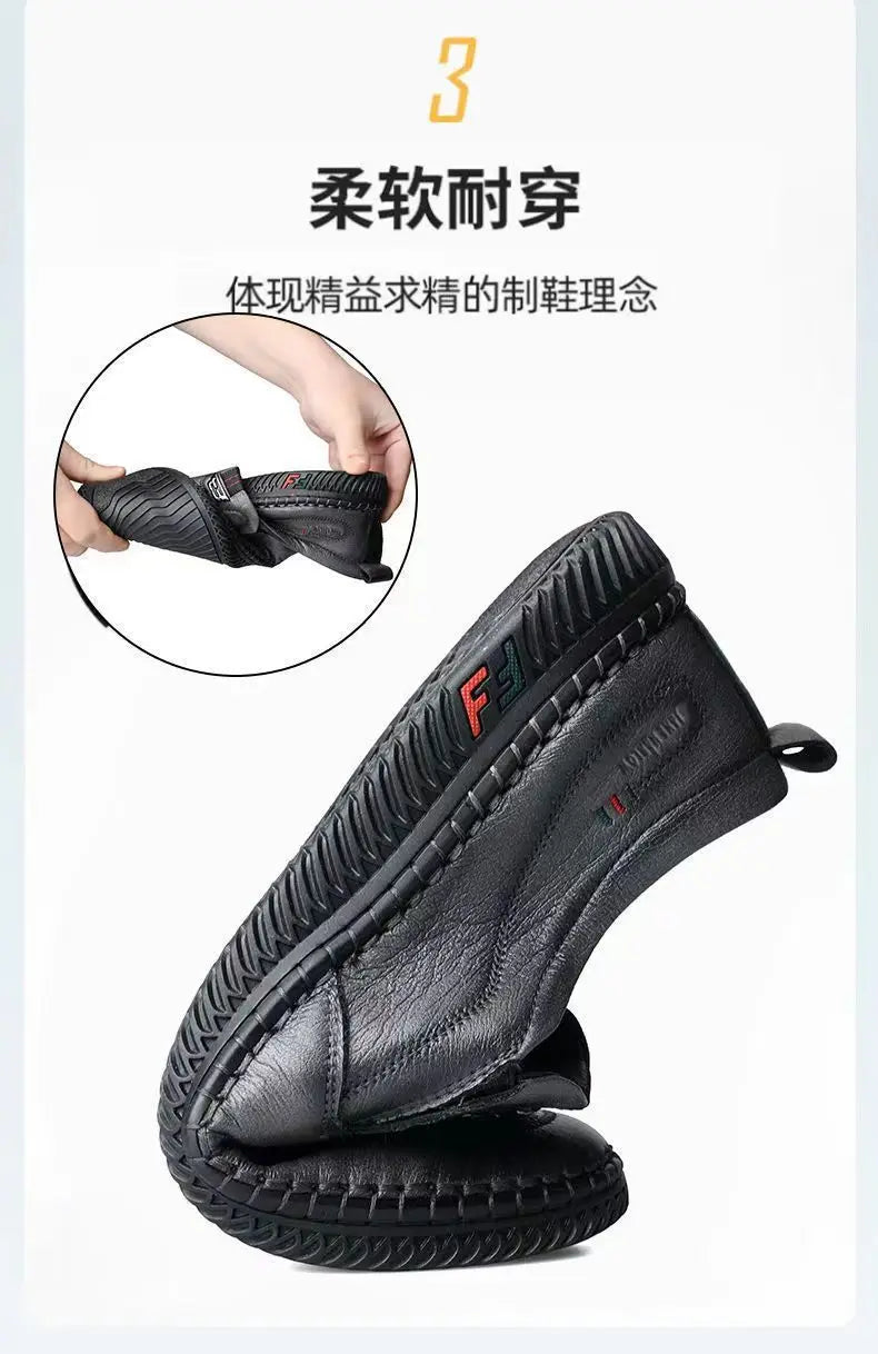 Mocasines de cuero PU para hombre, zapatos planos antideslizantes para caminar, zapatos informales transpirables sin cordones para exteriores para trabajo masculino, zapatillas de deporte para conducir en la oficina2