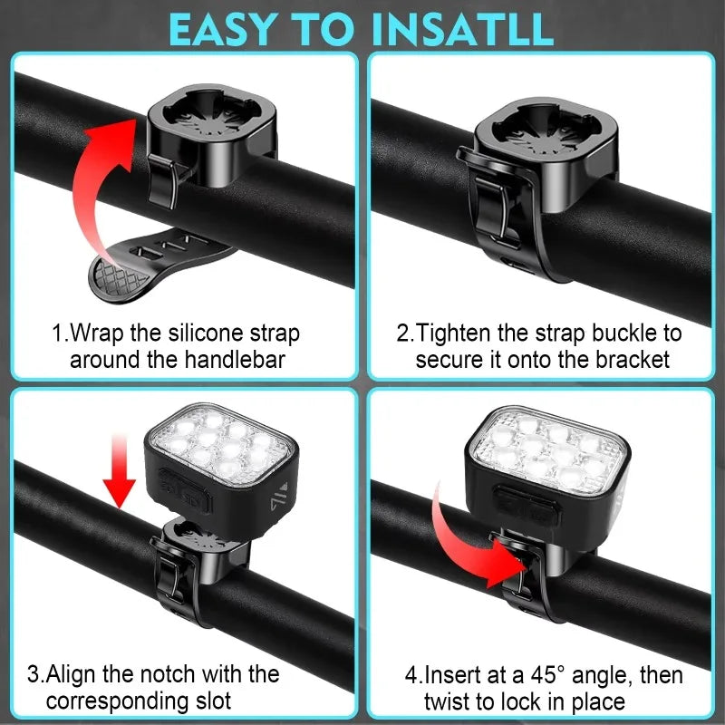 BUCKLOS luz trasera de bicicleta luz delantera 1100mAh LED COB lámpara de bicicleta impermeable USB recargable Mtb luces traseras de bicicleta de carretera piezas de bicicleta
