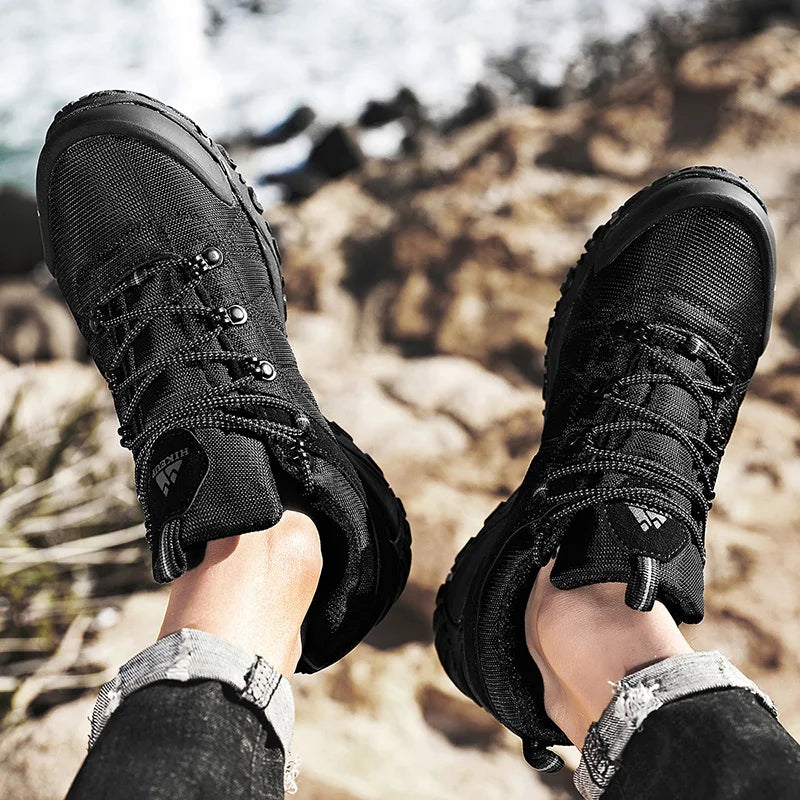 HIKEUP-zapatos de senderismo antideslizantes para hombre, calzado transpirable para exteriores, resistente a salpicaduras, para escalada, turismo, montaña