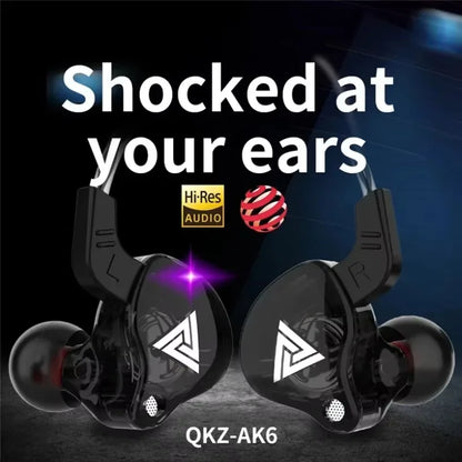 Nuevos auriculares deportivos con micrófono, auriculares con cable de 3,5mm QKZ AK6, auriculares internos para iPhone, auriculares estéreo con micrófono en la oreja para carreras