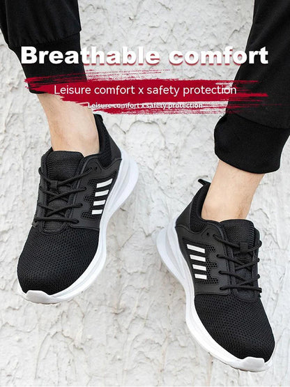 Zapatillas de trabajo con punta de acero para hombre, zapatos de seguridad, botas de trabajo a prueba de perforaciones, calzado Indestructible de moda
