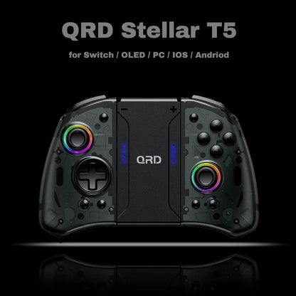 Joy-pad inalámbrico con luz QRD Stellar T5 Original con luces RGB para Switch/Lite/OLED/Switch 2, con programable, Turbo y Macro