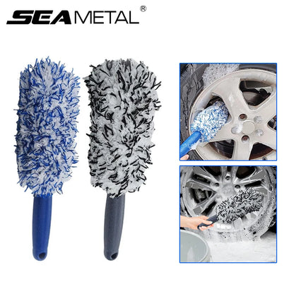SEAMETAL cepillo de limpieza de llanta de coche, herramienta de lavado de cubo de rueda de coche, cuidado de detalles de coche, cepillo de eliminación de polvo, felpa portátil
