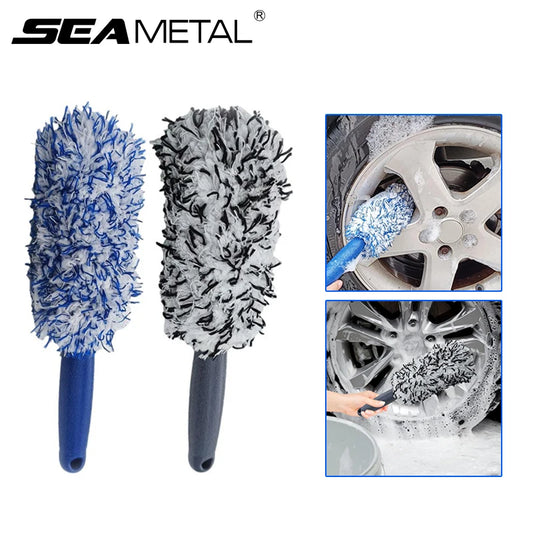 SEAMETAL cepillo de limpieza de llanta de coche, herramienta de lavado de cubo de rueda de coche, cuidado de detalles de coche, cepillo de eliminación de polvo, felpa portátil