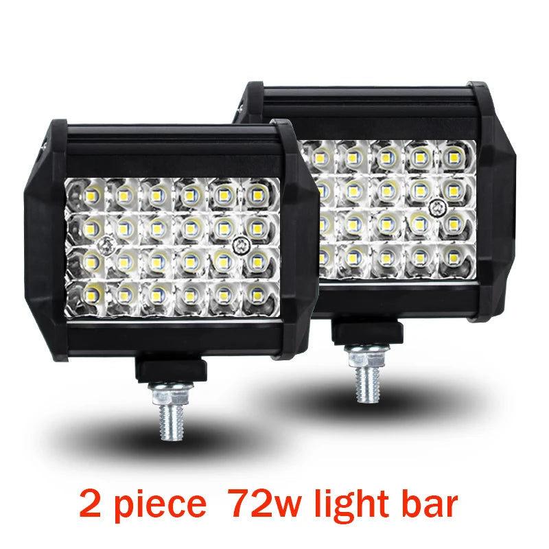 Barras de luz Led todoterreno combinadas de 4/ 7 pulgadas y 120W, haz de inundación para trabajo, conducción, barco todoterreno, coche, Tractor, camión, 4x4, SUV, ATV, 12V, 24V