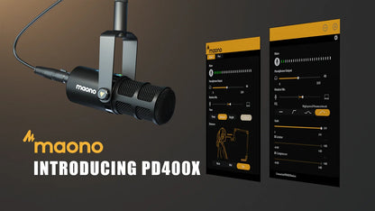Maono USB/XLR Micrófono dinámico profesional Todo de metal con ganancia de silencio de un toque Conector para auriculares y control de volumen para Podcasting Live Streaming Youtube  PD400X