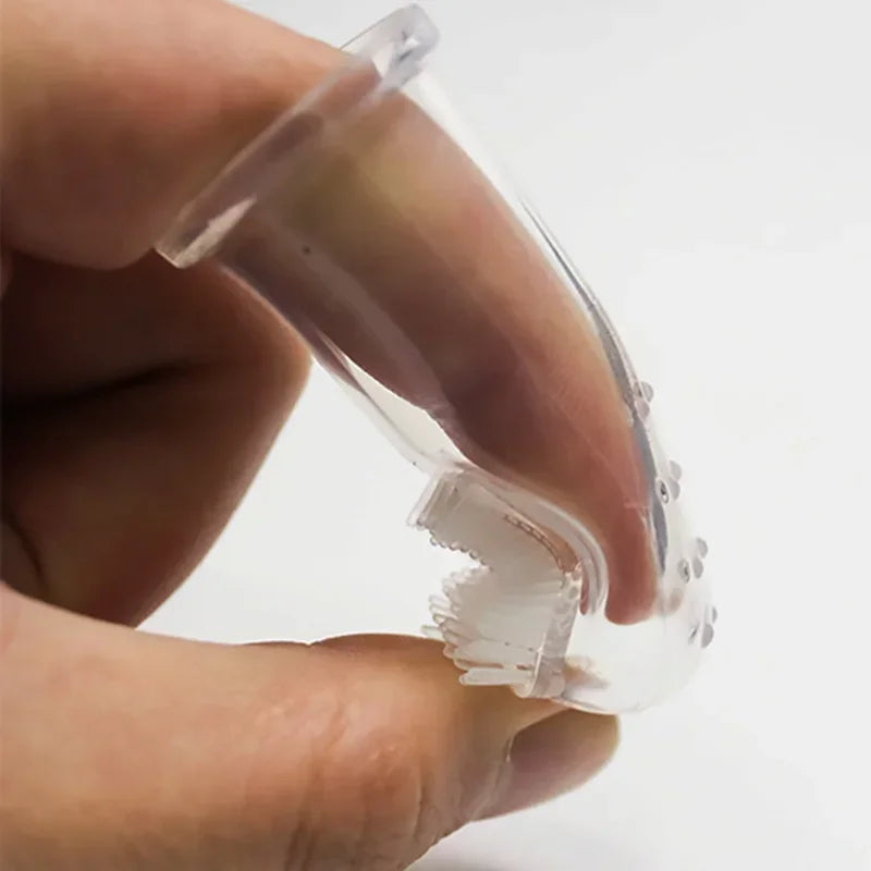 Cepillo de dientes súper suave para mascotas, cepillo para perros de peluche, herramienta para el cuidado de los dientes del sarro del mal aliento, limpieza de perros y gatos, suministros para mascotas de gel de sílice