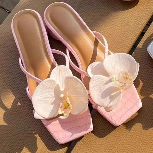 Sandalias De tacón alto para Mujer, zapatos elegantes De diseñador Floral De marca, Sandalias informales a la moda para exteriores, nuevas Sandalias De verano para Mujer