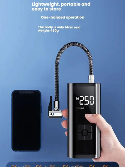 Compresor de aire montado en el coche, inflador de neumáticos de coche con pantalla digital, bomba de neumáticos portátil de 12V, reparación inteligente de neumáticos y inflado