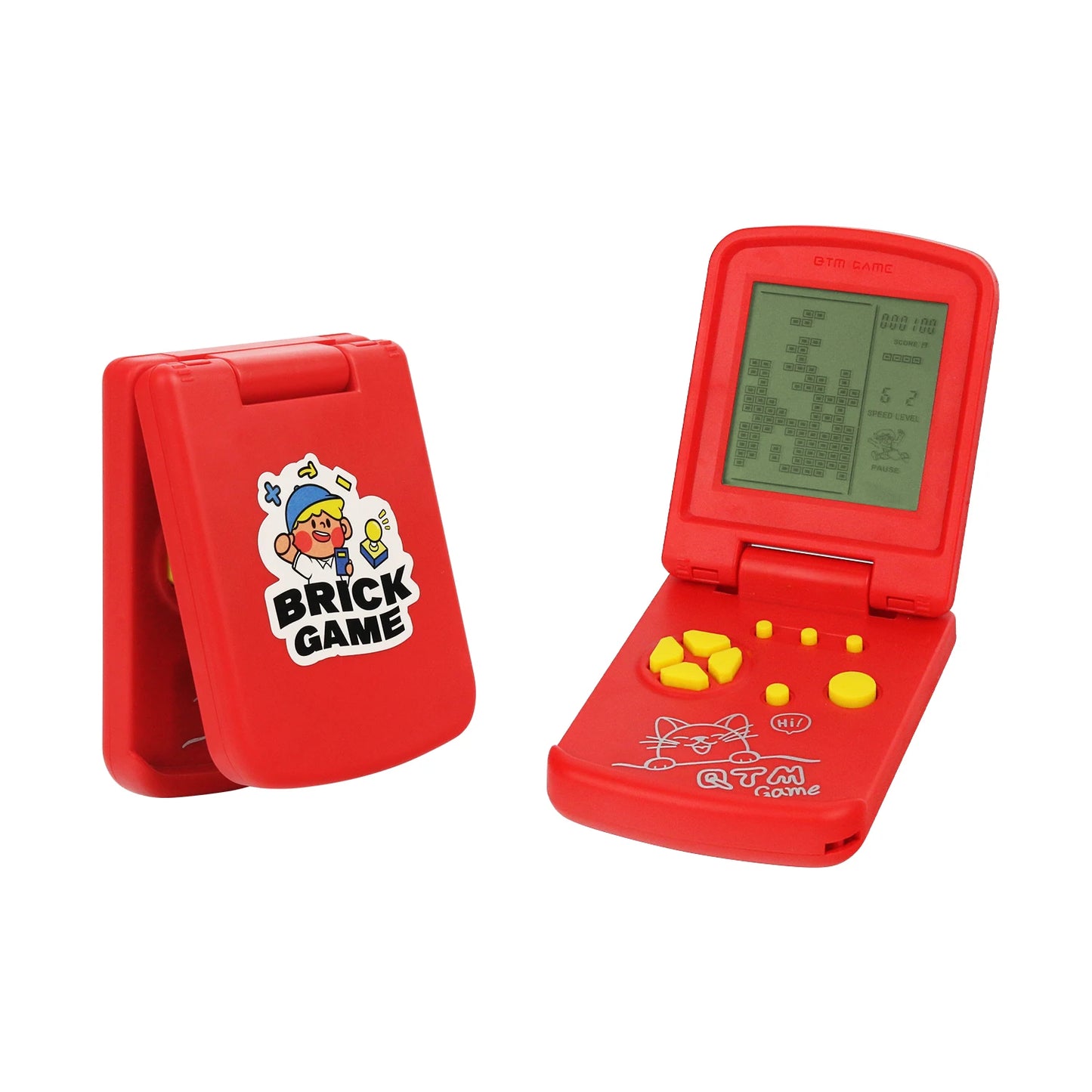 Consola de juegos electrónica de bloque, consola de juegos plegable portátil nostálgica, juguete, requiere preparar dos baterías n. ° 7 por uno mismo