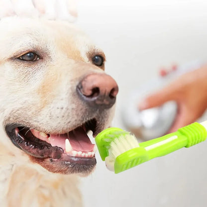 Cepillo de dientes para mascotas de 3 caras, cepillo de dientes de plástico para perros, eliminación de sarro, limpieza de boca, cuidado de mascotas, boca de limpieza para gatos