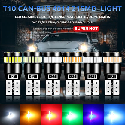 Bombillas Led Canbus para Interior de coche, lámpara de posición de estacionamiento, luz de lectura de cúpula de mapa, W5W T10 21SMD, 2 uds.