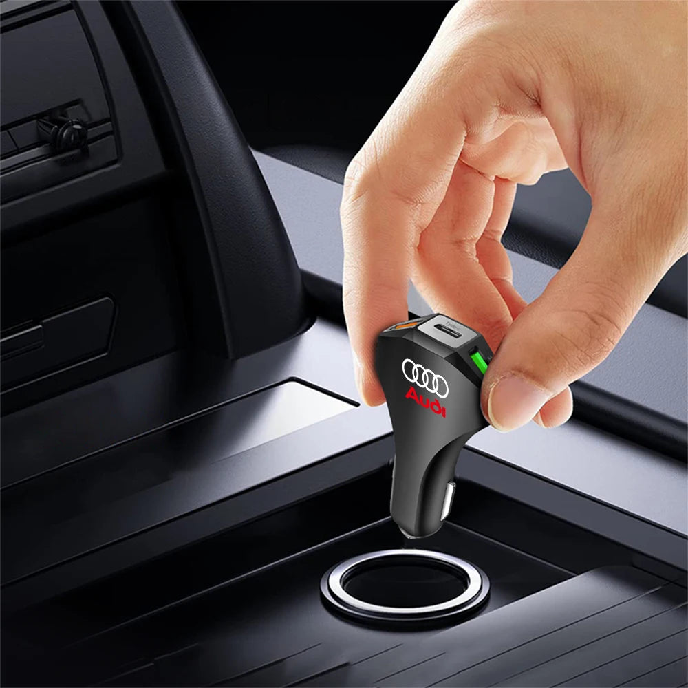 Cargador de coche con puertos USB tipo C, adaptador de carga súper rápida para Audi Sline Quattro RS S TT A1 A2 A3 A4 A5 A6 A7 A8 Q1 Q2 Q3 Q4 S4S