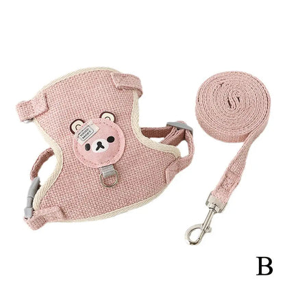 Precioso chaleco pequeño para mascotas, correa para el pecho, correa para perro, cuerda de tracción para caminar, perro, gato, conejito, arnés, Collar para caniche, correa, accesorios para perros