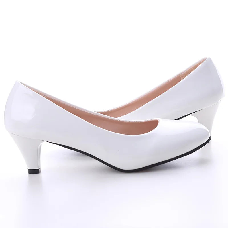 Zapatos de tacón medio para mujer, tacones altos sexis desnudos, zapatos de boda para mujer, trabajo de oficina, zapatos de tacón blancos, zapatos de fiesta