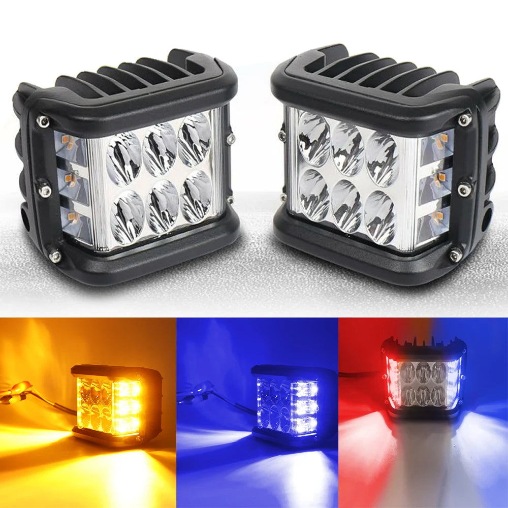 NLpearl-luz LED de trabajo de 4 ", doble cara, lámpara estroboscópica blanca y ámbar, luz intermitente todoterreno para coche, camión, camioneta, barco, Suv