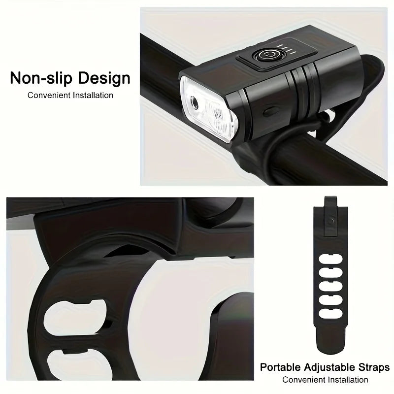 1 unidad, Material plástico, iluminación led, carga USB de faros de bicicleta, adecuado para faros de bicicleta, carrera nocturna, ca