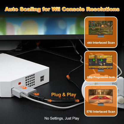 Bitfunx Mini Adaptador de Audio y Vídeo Convertidor YPBPR a HDMI para Consola de Juegos PAL NTSC Wii Plug and Play