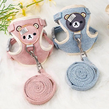 Precioso chaleco pequeño para mascotas, correa para el pecho, correa para perro, cuerda de tracción para caminar, perro, gato, conejito, arnés, Collar para caniche, correa, accesorios para perros