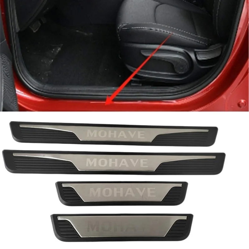 4 Uds. De plástico de acero inoxidable para KIA Mohave 2008-2019, accesorios para coche, alféizar de puerta de coche, Pedal, cubierta de placa de desgaste de bienvenida