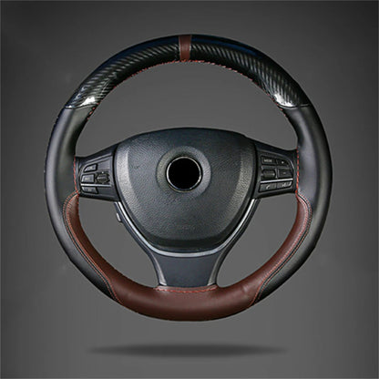 Protector de fibra de carbono para volante de coche, cubierta Universal para coser a mano, Protector de cuero de punto DIY, cubierta trenzada para volante de 38 cm