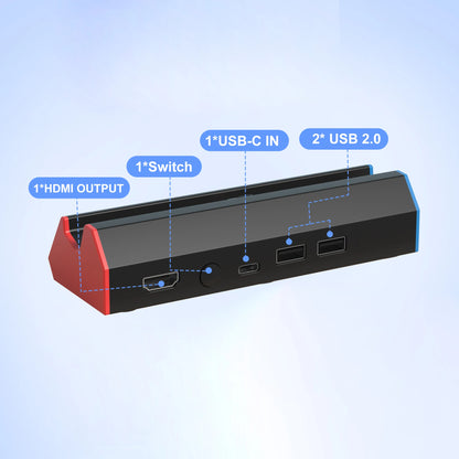 Base de estación de carga portátil con adaptador HDMI 4K/USB 2.0/puerto tipo C para Nintendo Switch OLED Dock