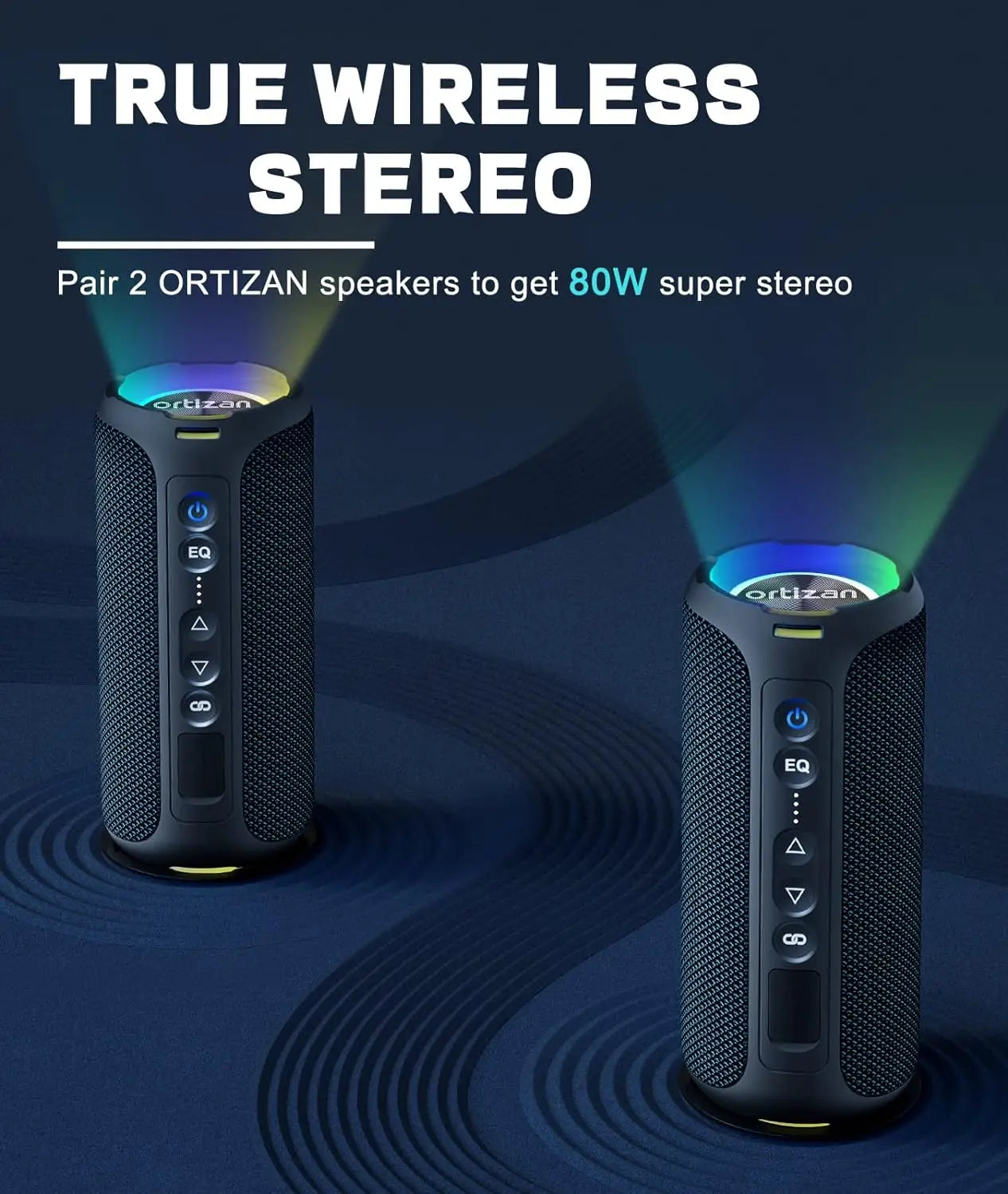 Altavoces Bluetooth Ortizan 40W altavoz inalámbrico portátil para exteriores con graves mejorados 30 horas IP7 altavoz de ducha impermeable Bluetooth 5,3
