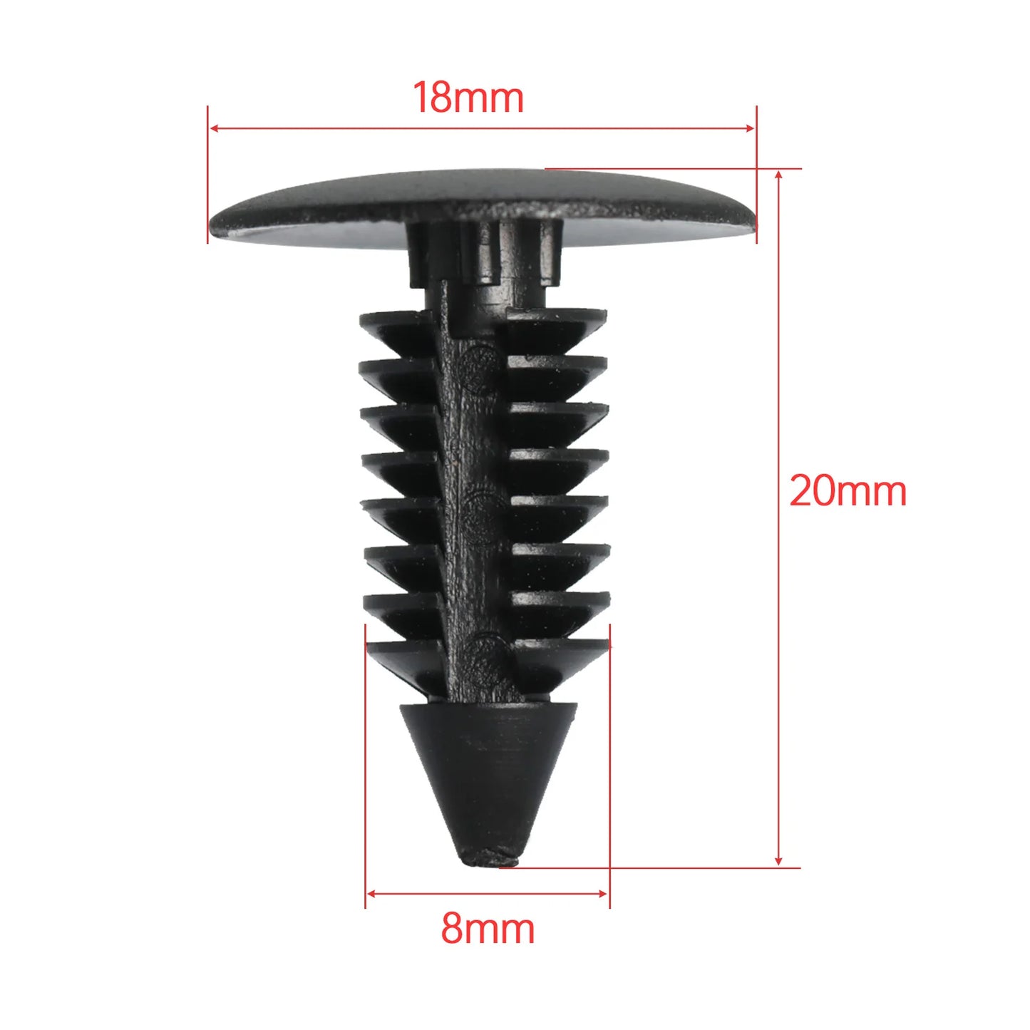 Clips de nailon con agujero de 8mm para guardabarros de coche, retenedor de escudo, remache de plástico para automóvil GM Ford Chrysler