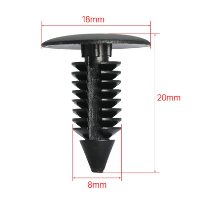 Clips de nailon con agujero de 8mm para guardabarros de coche, retenedor de escudo, remache de plástico para automóvil GM Ford Chrysler