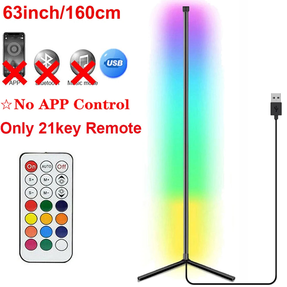 Lámpara de pie de esquina inteligente Tuya de 160cm, iluminación LED RGB regulable, iluminación de ambiente moderna, luces de soporte Alexa para dormitorio, juegos, decoración para sala de estar