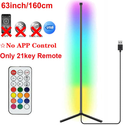 Lámpara de pie de esquina inteligente Tuya de 160cm, iluminación LED RGB regulable, iluminación de ambiente moderna, luces de soporte Alexa para dormitorio, juegos, decoración para sala de estar