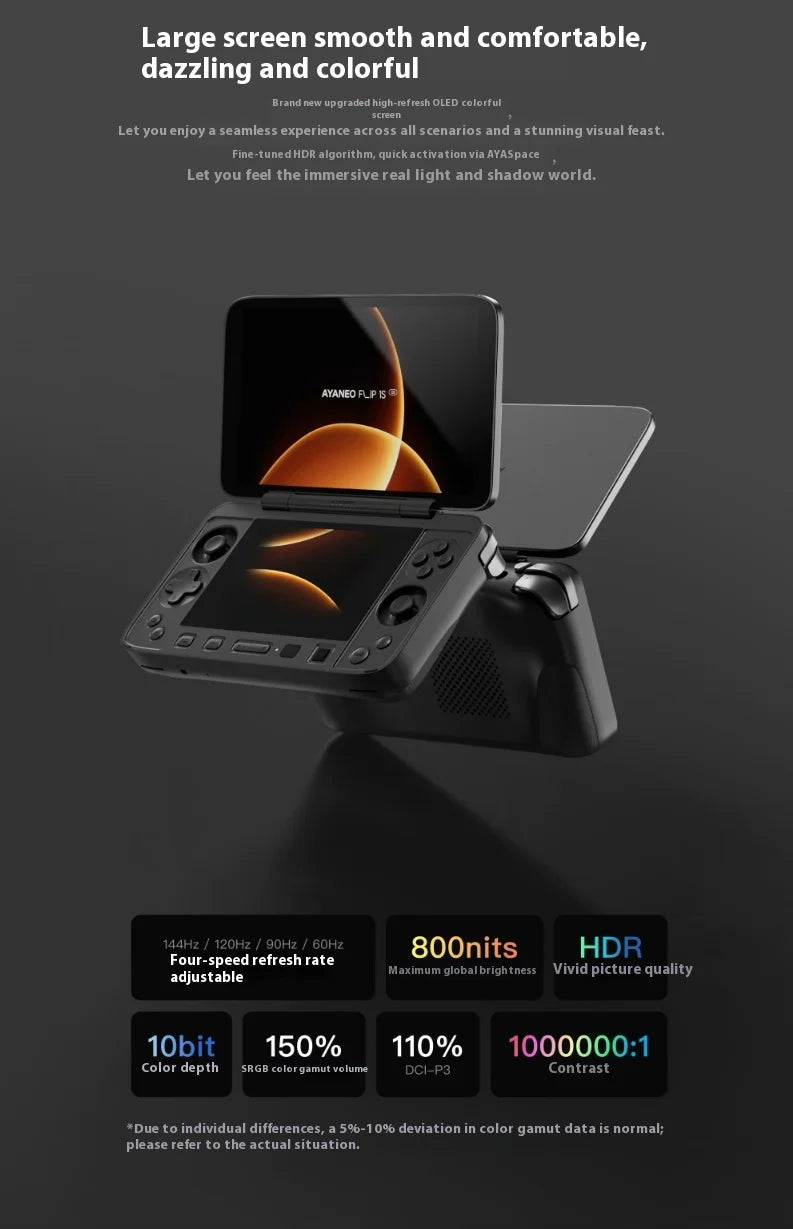AYANEO Flip 1S DS Flip consola de juegos 7 "1080P 144Hz pantalla OLED consola portátil HX370 8840U máquina de juegos de pantallas duales