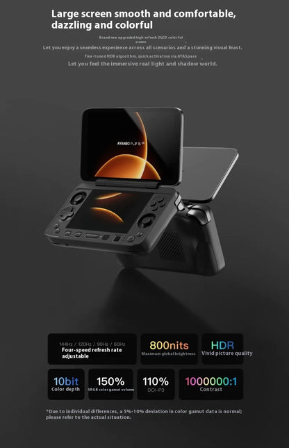 AYANEO Flip 1S DS Flip consola de juegos 7 "1080P 144Hz pantalla OLED consola portátil HX370 8840U máquina de juegos de pantallas duales