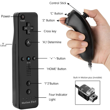 Controladores STORM WYRM compatibles con wii y Wii U con Motion Plus incorporado, controlador con funda de silicona y muñeca WU001