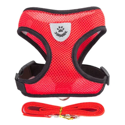 Arnés de malla ajustable de poliéster para gatos, chaleco para caminar, correa de plomo para cachorros, Collar para perros pequeños y medianos, accesorios para mascotas