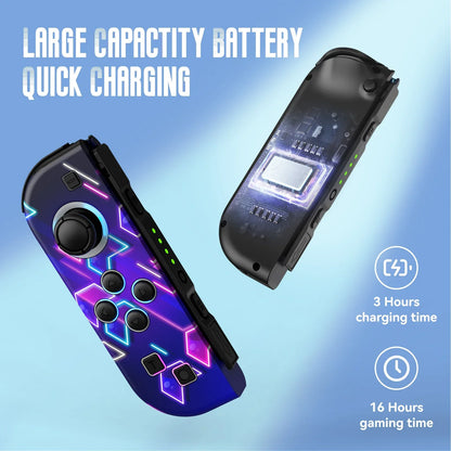 Joypad para for Nintendo Switch/OLED/Lite-vibración Turbo Wake-up FUNC NO Drift, controlador inalámbrico L/R mango luz RGB