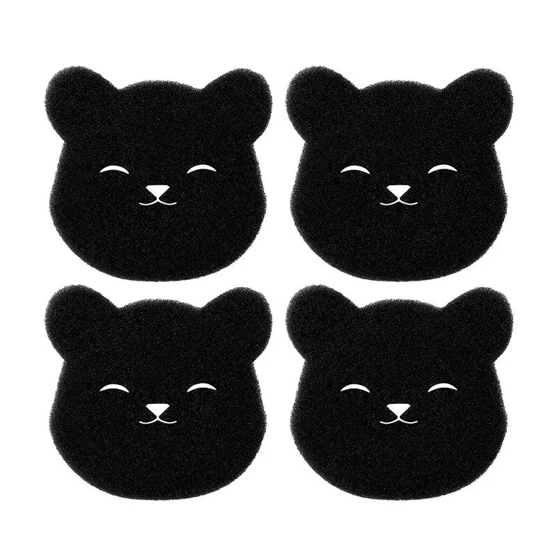 2 /4 juegos de removedor de pelo para mascotas doméstico, esponja adhesiva de oso lavada a máquina, reutilizable, adecuada para lavadora, secadora, negro